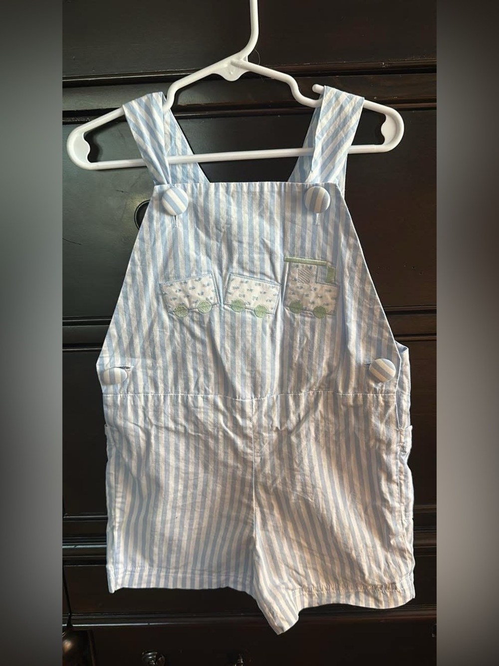 Blue Stripe Baby Overalls One-Piece Romper